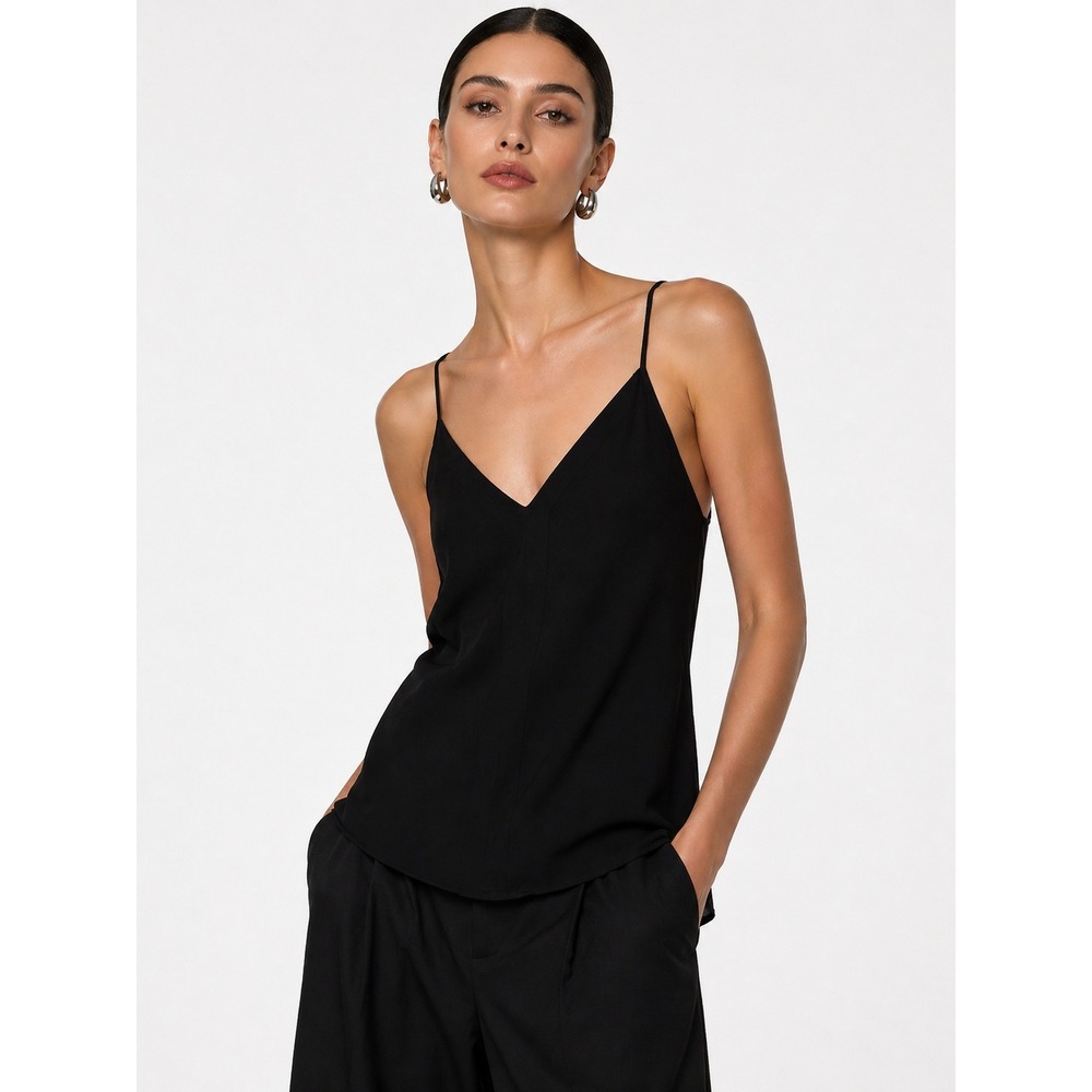 Les Serein Womens Black V-Neck Racerback Camisole Tank Top Size M NWT